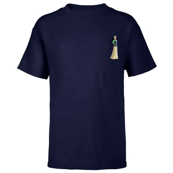 Disney Princess Mulan Small Print - Short Sleeve T-Shirt for Kids - Customized-Navy