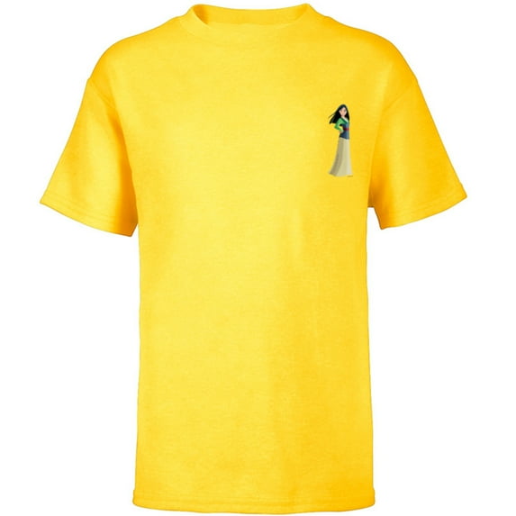 Disney Princess Mulan Small Print - Short Sleeve T-Shirt for Kids - Customized-Yellow