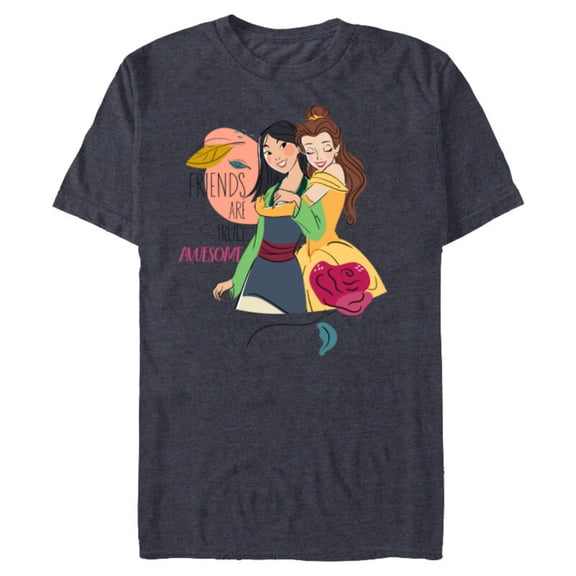 Disney Princess Mulan and Belle Friends are Truly Awesome - Short Sleeve Blended T-Shirt for Adults - Customized-Navy Heather