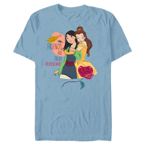 Disney Princess Mulan and Belle Friends are Truly Awesome - Short Sleeve Blended T-Shirt for Adults - Customized-Ocean Blue