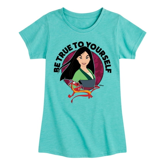 Disney Princess - Mulan and Mushu Be True to Yourself - Girls Fitted Short Sleeve T-Shirt