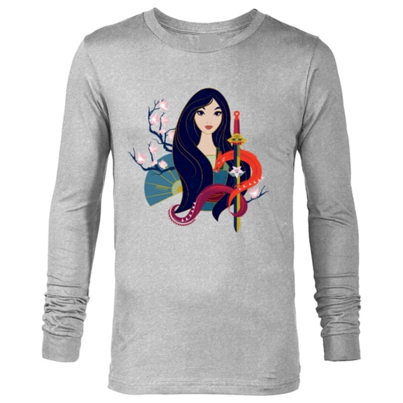 Disney Princess Mulan and Mushu Modern Art Deco Style - Long Sleeve T-Shirt for Men - Customized-Athletic Heather