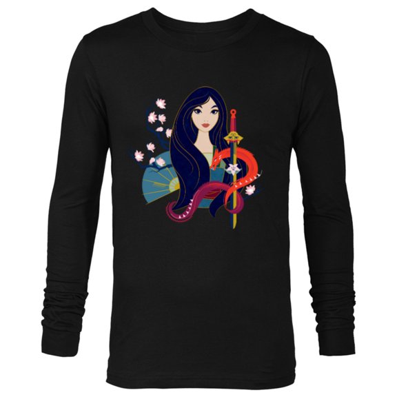 Disney Princess Mulan and Mushu Modern Art Deco Style - Long Sleeve T-Shirt for Men - Customized-Black