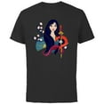 thumbnail image 1 of Disney Princess Mulan and Mushu Modern Art Deco Style - Short Sleeve Cotton T-Shirt for Adults - Customized-Black, 1 of 5
