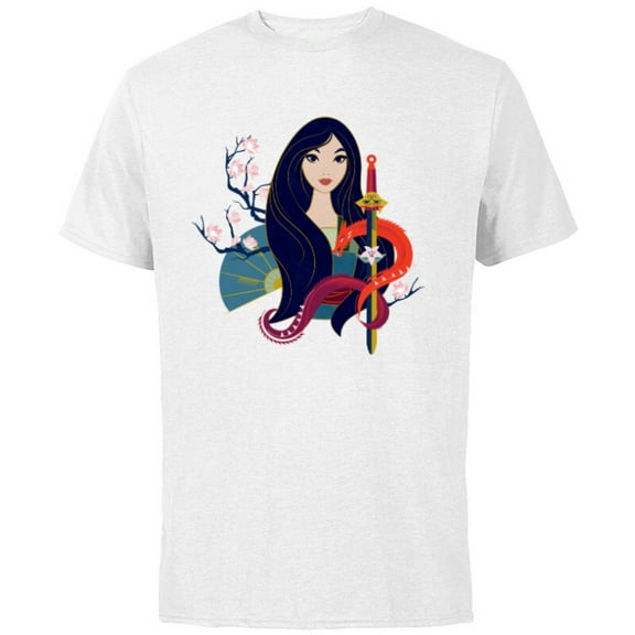 Disney Princess Mulan and Mushu Modern Art Deco Style - Short Sleeve Cotton T-Shirt for Adults - Customized-White