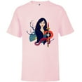 thumbnail image 1 of Disney Princess Mulan and Mushu Modern Art Deco Style - Short Sleeve T-Shirt for Kids - Customized-Soft Pink, 1 of 5