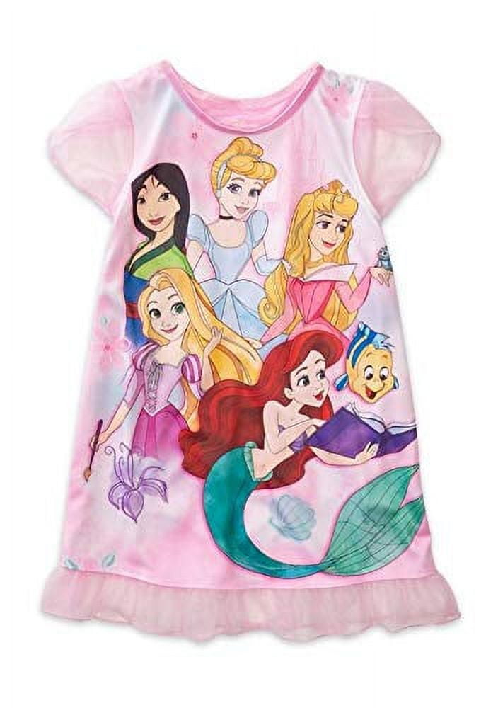 Disney Princess Multi Princesses Pink Satin Tulle Nightgown Size 4T Walmart