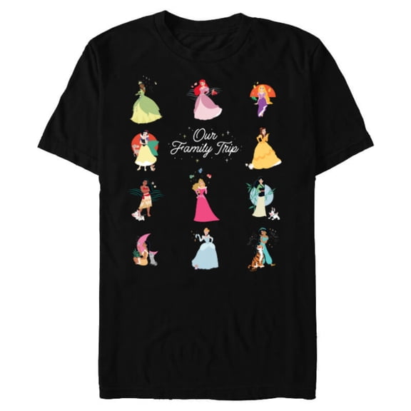 Disney Princess Our Family Trip Vacation Travel Holiday - Short Sleeve Blended T-Shirt for Adults - Customized-Black