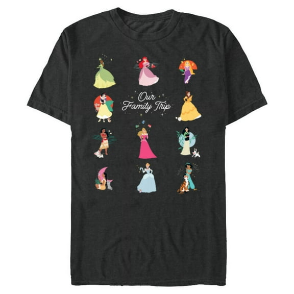 Disney Princess Our Family Trip Vacation Travel Holiday - Short Sleeve Blended T-Shirt for Adults - Customized-Dark Heather
