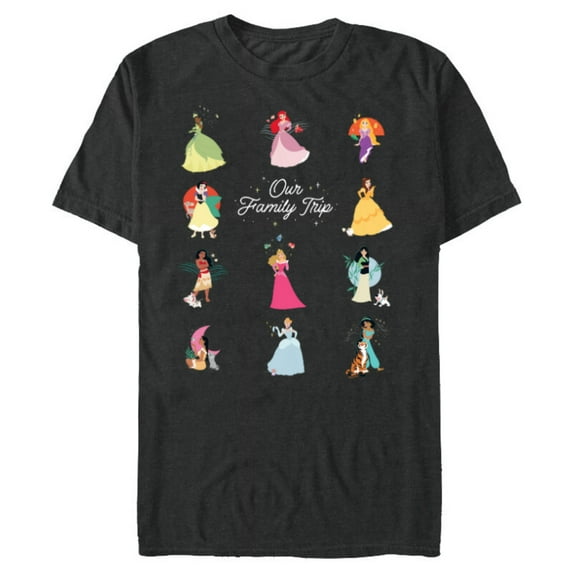 Disney Princess Our Family Trip Vacation Travel Holiday - Short Sleeve Blended T-Shirt for Adults - Customized-Dark Heather