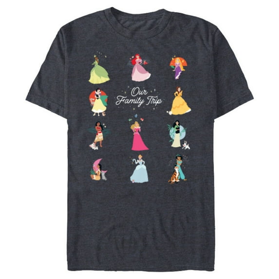 Disney Princess Our Family Trip Vacation Travel Holiday - Short Sleeve Blended T-Shirt for Adults - Customized-Navy Heather