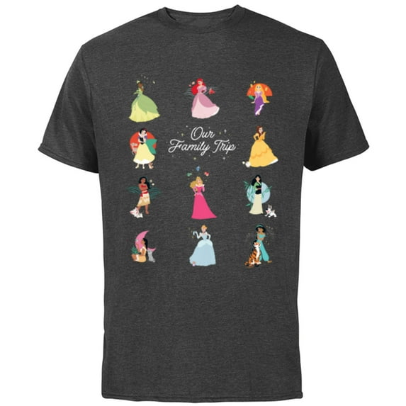 Disney Princess Our Family Trip Vacation Travel Holiday - Short Sleeve Cotton T-Shirt for Adults - Customized-Charcoal