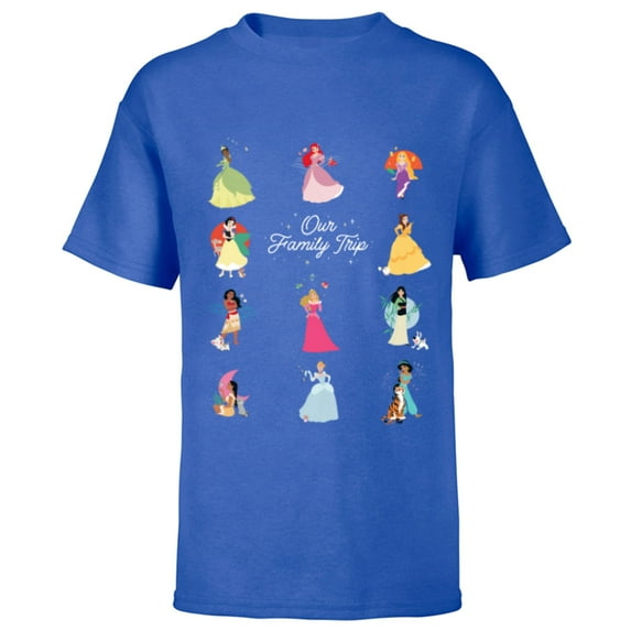 Disney Princess Our Family Trip Vacation Travel Holiday - Short Sleeve T-Shirt for Kids - Customized-Royal