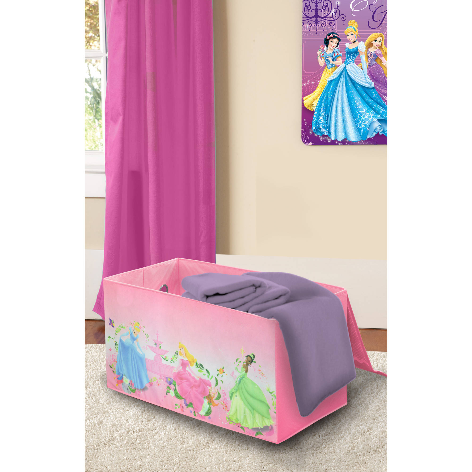 Disney Princess Oversized Soft Pink Canvas Collapsible Storage Toy Trunk for Kids - image 1 of 5