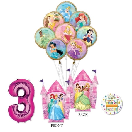 Disney Princess Party Supplies 3rd Birthday Balloon Bouquet Decorations with 8 Princesses