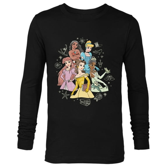 Disney Princess Pencil Sketch - Long Sleeve T-Shirt for Men - Customized-Black