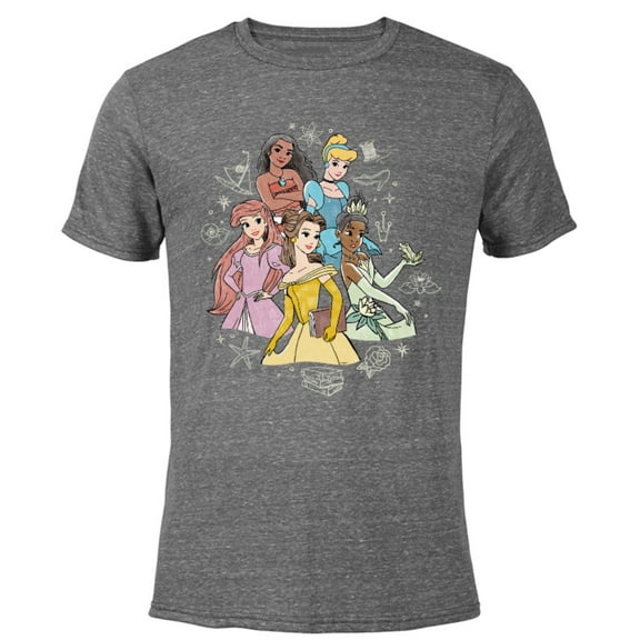 Disney Princess Pencil Sketch - Short Sleeve Blended T-Shirt for Adults - Customized-Dark Heather