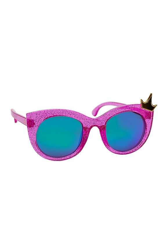 Pink Glitter Crown Kids Sunglasses
