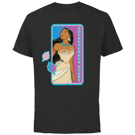 Disney Princess Pocahontas Adventurous Heart - Short Sleeve Cotton T-Shirt for Adults - Customized-Black