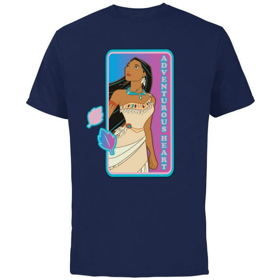 Disney Princess Pocahontas Adventurous Heart - Short Sleeve Cotton T-Shirt for Adults - Customized-Navy