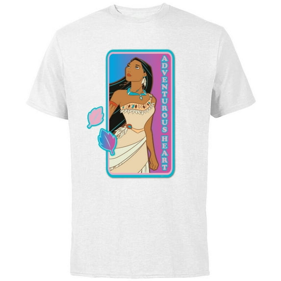Disney Princess Pocahontas Adventurous Heart - Short Sleeve Cotton T-Shirt for Adults - Customized-White