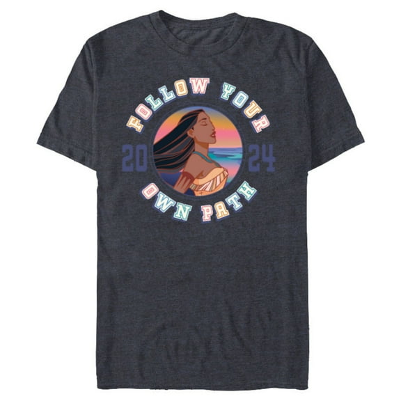 Disney Princess Pocahontas Follow Your Own Path 2024 - Short Sleeve Blended T-Shirt for Adults - Customized-Navy Heather