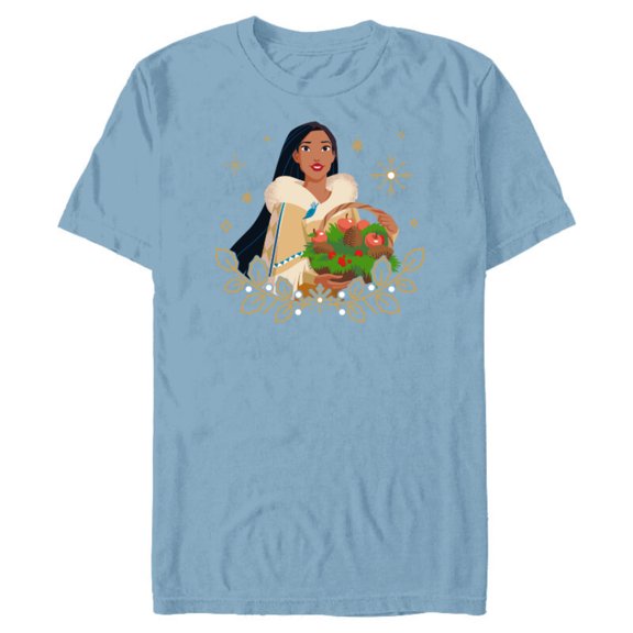 Disney Princess Pocahontas Holiday Standard - Short Sleeve Blended T-Shirt for Adults – Customized-Ocean Blue