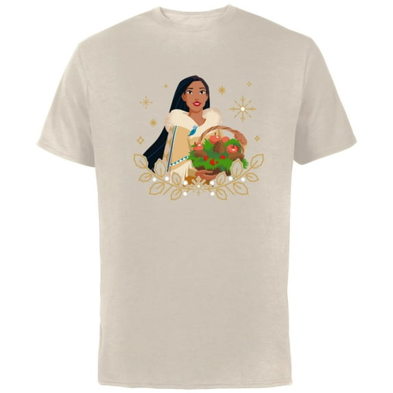 Disney Princess Pocahontas Holiday Standard - Short Sleeve Cotton T-Shirt for Adults - Customized-Natural