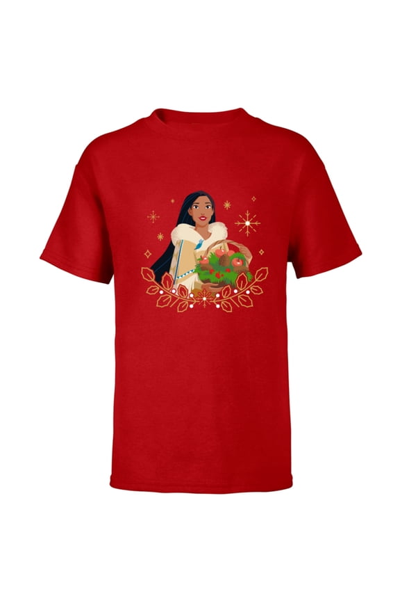 Princess Pocahontas Holiday Standard - Short Sleeve T-Shirt for Kids – Customized-Red