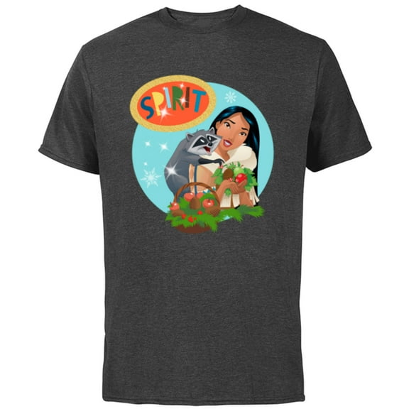 Disney Princess Pocahontas & Meeko Holiday - Short Sleeve Cotton T-Shirt for Adults - Customized-Charcoal