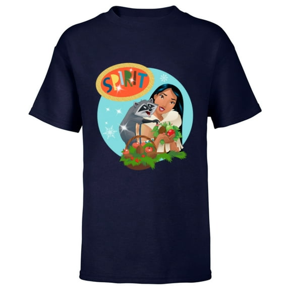 Disney Princess Pocahontas & Meeko Holiday - Short Sleeve T-Shirt for Kids - Customized-Navy
