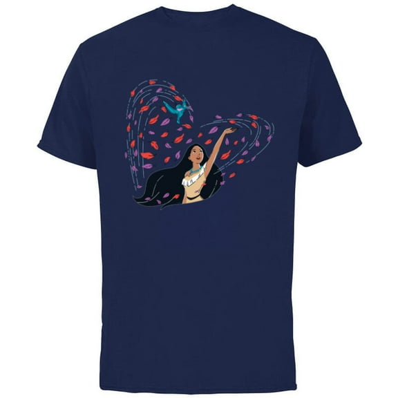 Disney Princess Pocahontas and Flit Heart - Short Sleeve Cotton T-Shirt for Adults - Customized-Navy