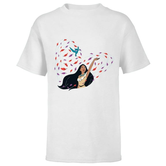Disney Princess Pocahontas and Flit Heart - Short Sleeve T-Shirt for Kids - Customized-White