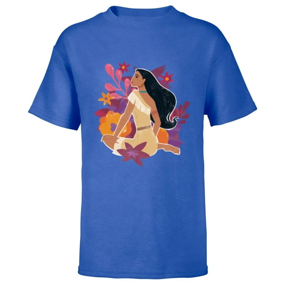 Disney Princess Pocahontas in the Flowers - Short Sleeve T-Shirt for Kids - Customized-Royal