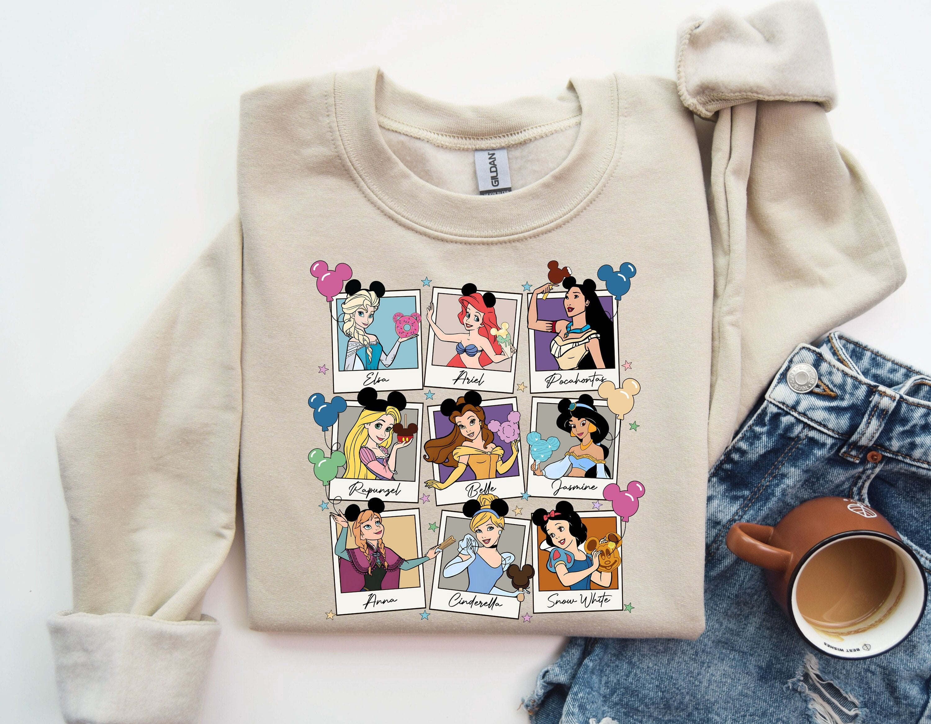 Disney Princess Polaroid Sweatshirt Retro Princess Birthday Sweater ...