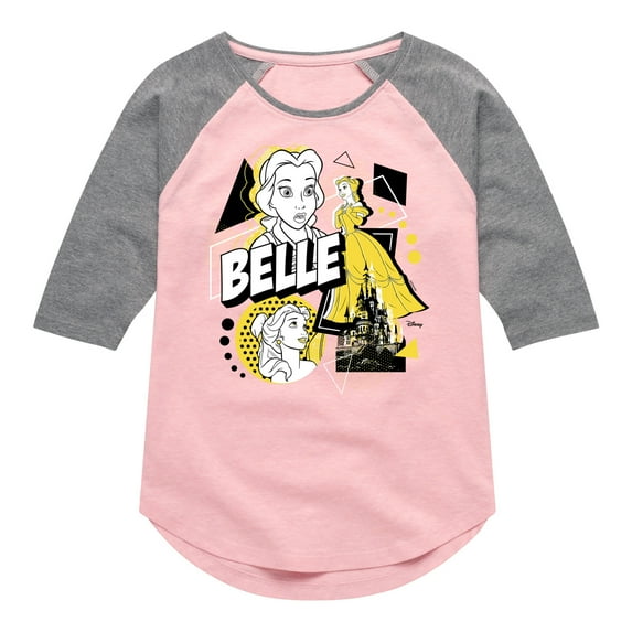 Disney Princess - Pop Art Belle - Toddler & Youth Girls Raglan Graphic T-Shirt