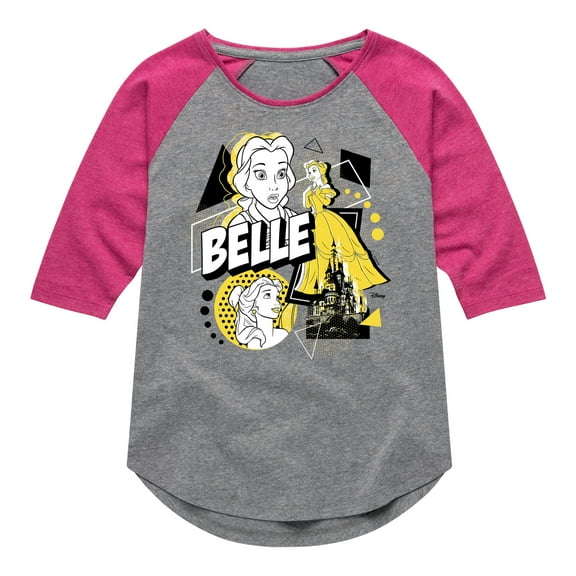 Disney Princess - Pop Art Belle - Toddler & Youth Girls Raglan Graphic T-Shirt