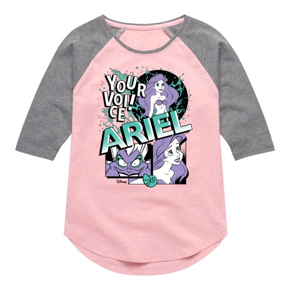 Disney Princess - Pop Art Your Voice Ariel! - Toddler & Youth Girls Raglan Graphic T-Shirt