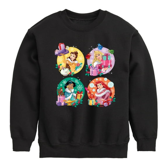 Disney Princess - Princess Christmas Grid - Youth Crew Fleece Sweatshirt