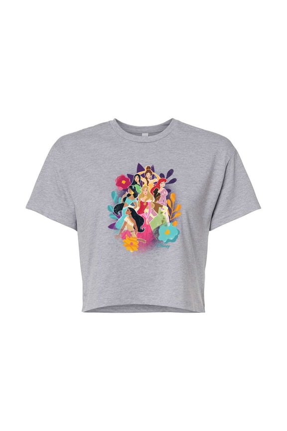 - Princess Group Pastel Florals - Junior's Cropped T-Shirt
