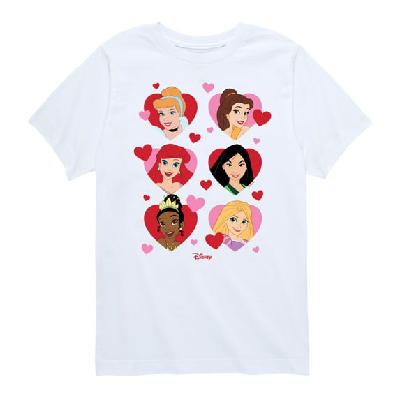 Disney Princess - Princess Heart Grid - Valentine's Day - Youth Short Sleeve Graphic T-Shirt