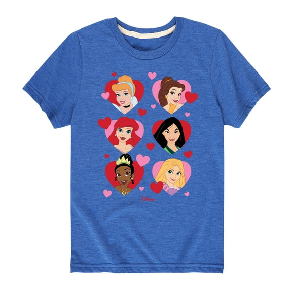 Disney Princess - Princess Heart Grid - Valentine's Day - Youth Short Sleeve Graphic T-Shirt