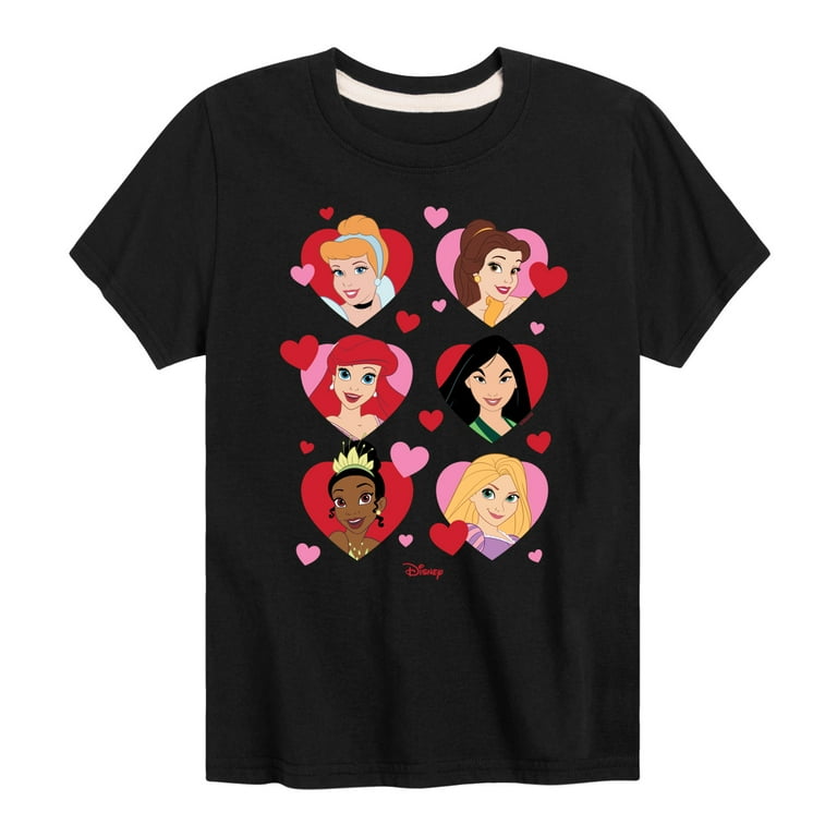 Disney Princess - Princess Heart Grid - Valentine's Day - Youth Short  Sleeve Graphic T-Shirt 