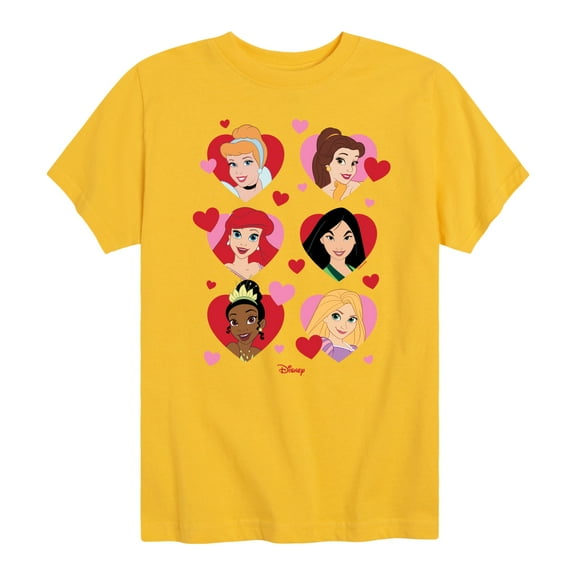 Disney Princess - Princess Heart Grid - Valentine's Day - Youth Short Sleeve Graphic T-Shirt