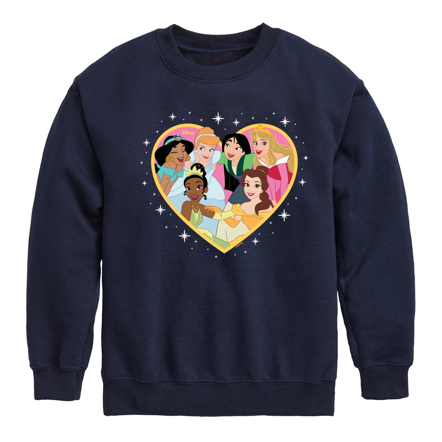 Disney Princess Princesses Altogether Group Heart Valentine s Day Boys and Girls Youth Crewneck Fleece Sweatshirt