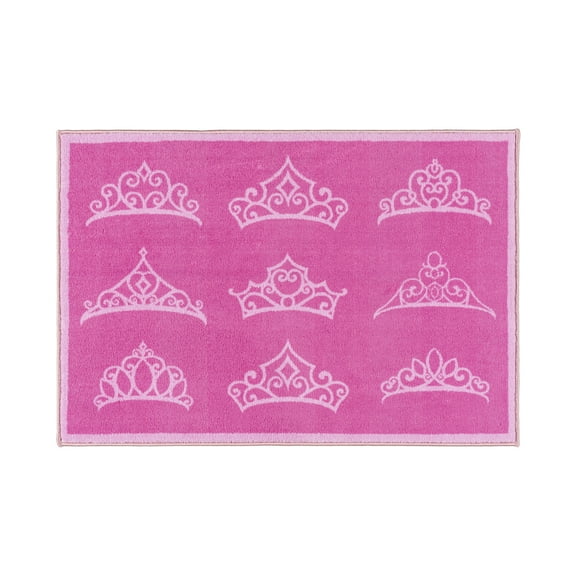 Disney Princess Crown Pink Printed Polyester Easy-Care Youth Indoor Area Rug, 32x46