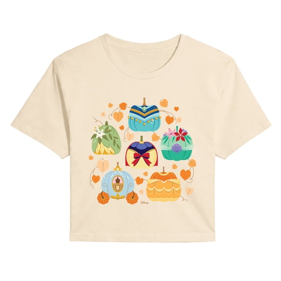 Disney - Princess Pumpkin Grid - Juniors Cropped Graphic T-Shirt