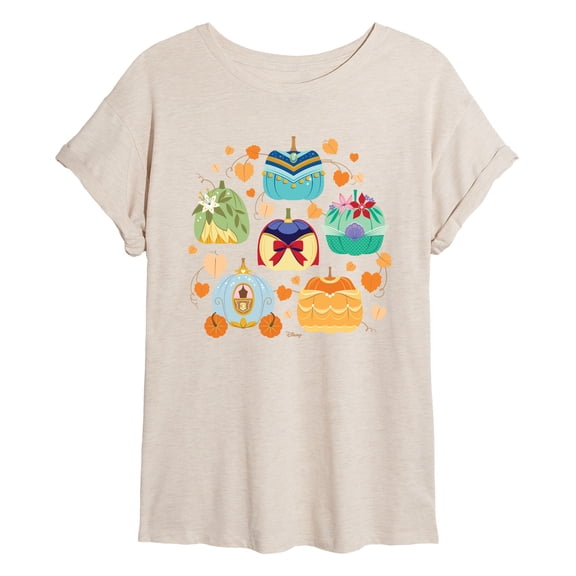 Disney - Princess Pumpkin Grid - Juniors Oversized Graphic T-Shirt