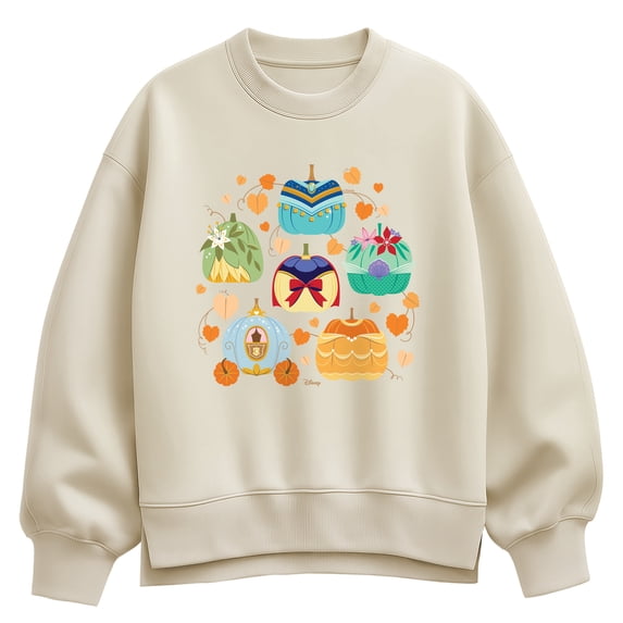 Disney - Princess Pumpkin Grid Oversized Fleece Crew Sweatshirt