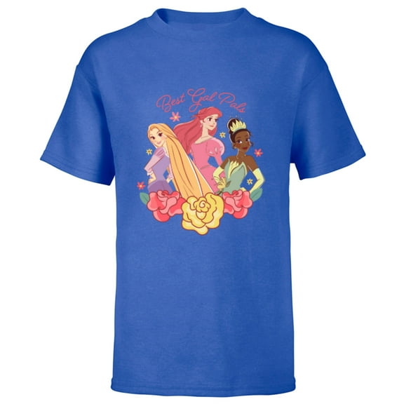 Disney Princess Rapunzel Ariel Tiana Best Gal Pals Valentine - Short Sleeve T-Shirt for Kids - Customized-Royal